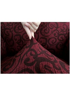 Fabienne 6-Piece Woven Jacquard Stretch Fit Dining Chair Slipcovers Set Maroon  - Image 3