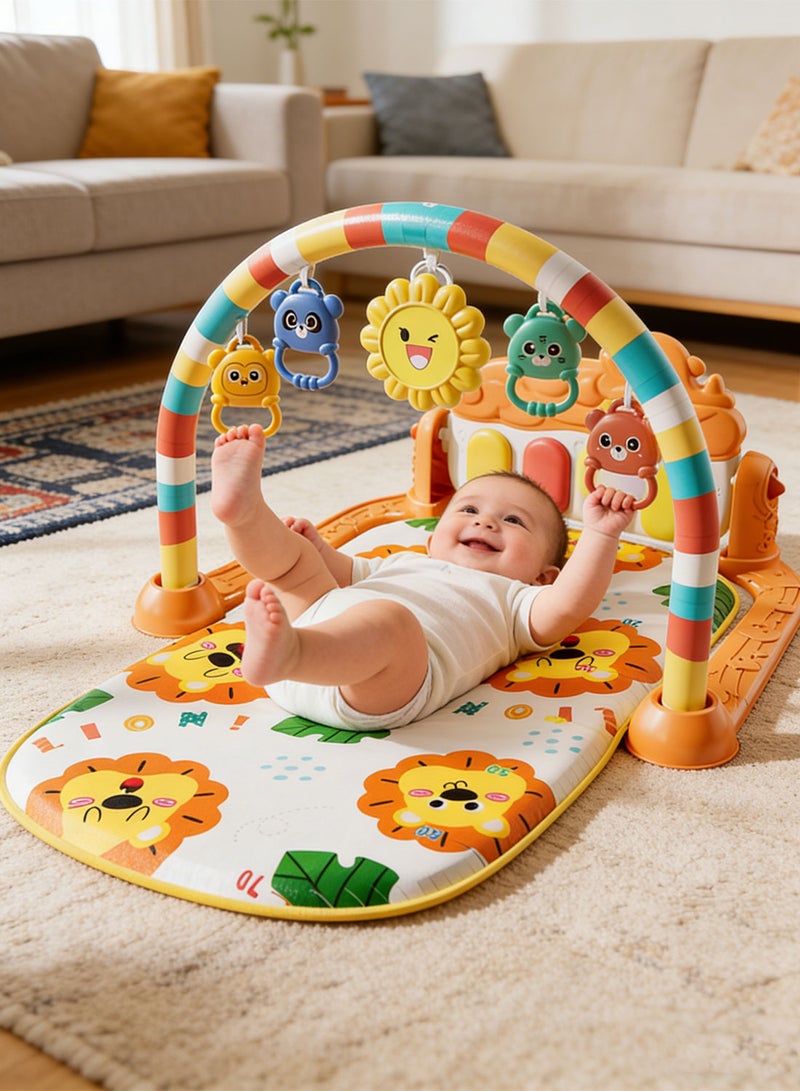 MaBaby Baby Play Mat Gym with Piano Keyboard,Activity Gym for Newborns 0-36 Months – Kick & Play Musical Mat with Hanging Rattles, Lights & Early Education Toys for Tummy Time, Sit & Play - Image 2