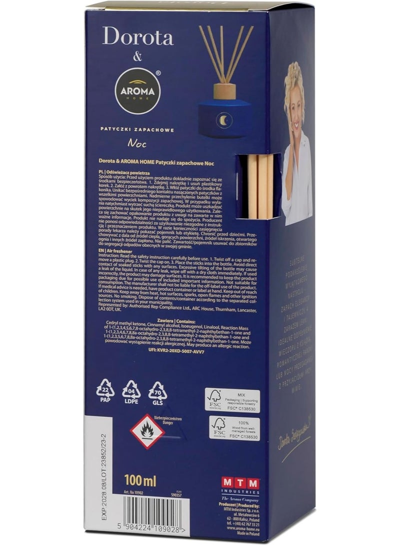 Aroma Home Dorota Night Reed Diffuser, 100ml, Musk Amber Jasmine Fragrance, Navy Blue, Made in Poland - Image 3