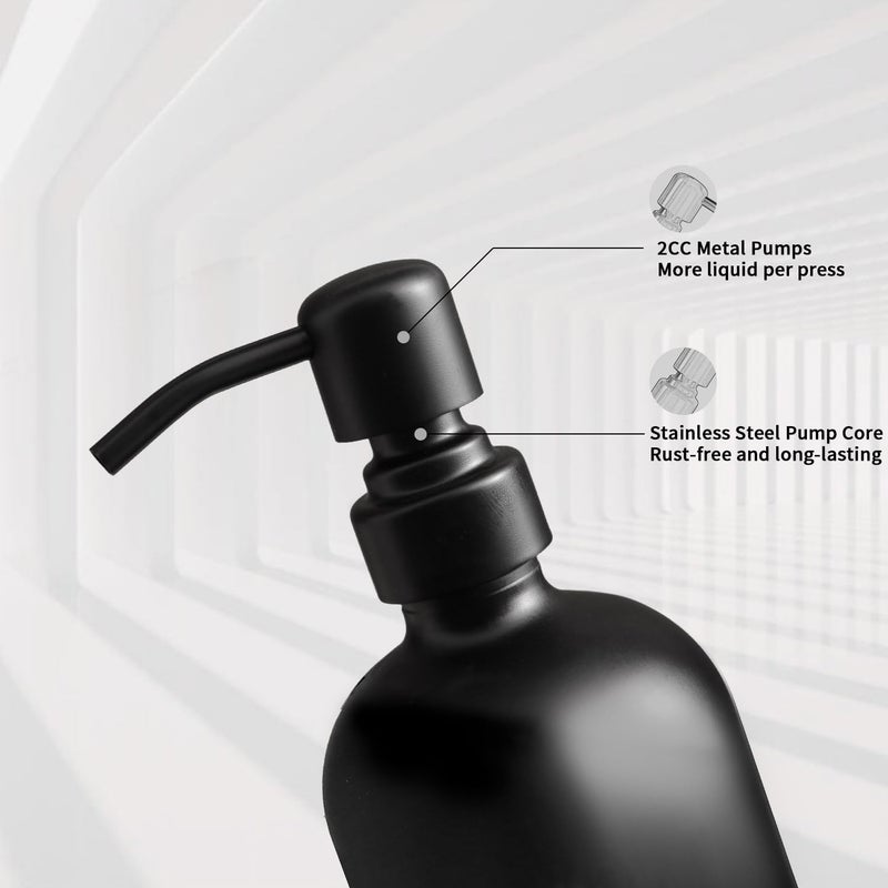 Prus Waso Matte Black Soap Dispenser Set, Kitchen Soap Dispenser Set with Black Stainless Steel Pump, Perfect for Kitchen Decor and Accessories. (Black) - Image 5