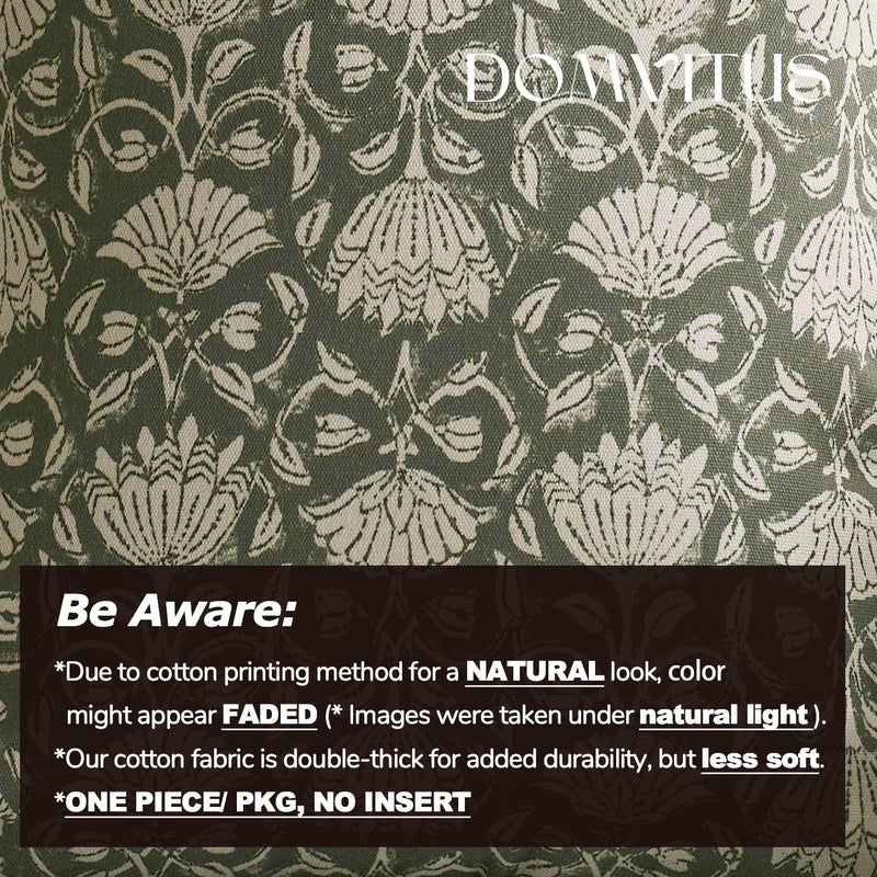 DOMVITUS Floral Pillow Covers 20x20 Decorative Throw Pillow Covers Floral Block Print Farmhouse Vintage Pillow Cover for Living Room Couch Bed Dusty Green 1PC - Image 3