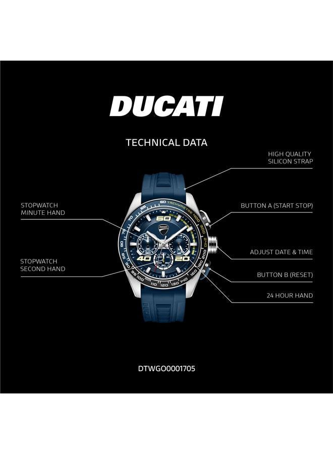 Ducati DT011 Blue Dial Blue Silicone Strap Chronograph Watch for Men - 44mm - Image 5