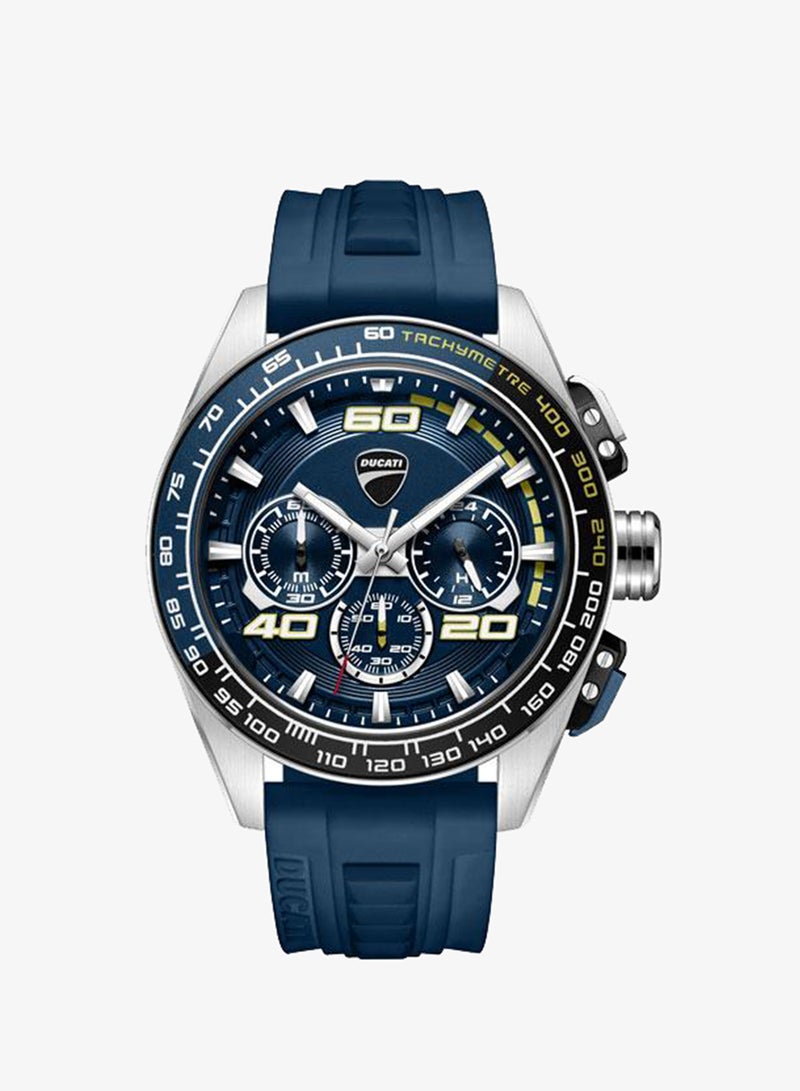 Ducati DT011 Blue Dial Blue Silicone Strap Chronograph Watch for Men - 44mm - Image 1