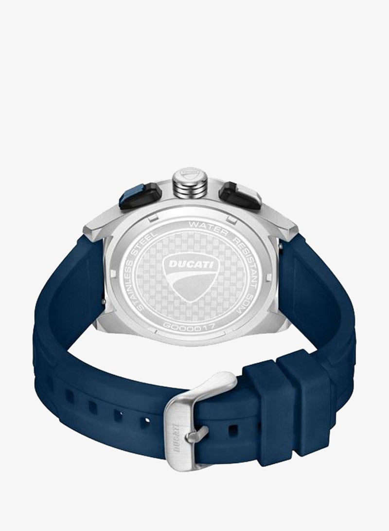 Ducati DT011 Blue Dial Blue Silicone Strap Chronograph Watch for Men - 44mm - Image 3
