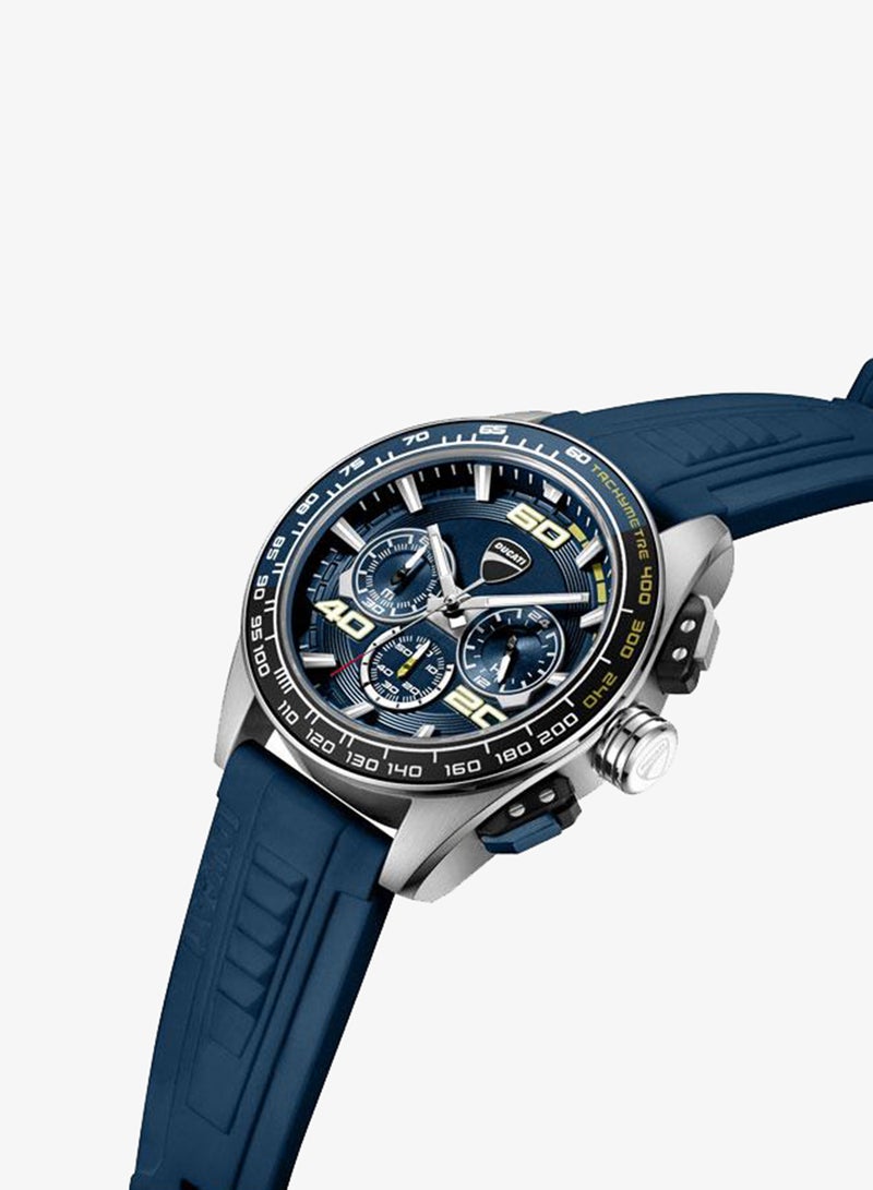 Ducati DT011 Blue Dial Blue Silicone Strap Chronograph Watch for Men - 44mm - Image 2