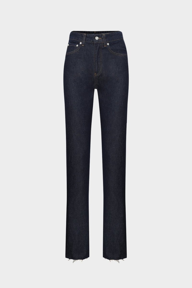 Açelya Okcu AÇELYAOKCU High Waist Straight Dark Blue Straight Leg Seamless Jean  - Image 1