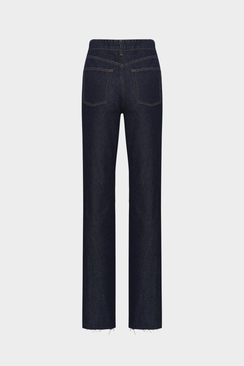 Açelya Okcu AÇELYAOKCU High Waist Straight Dark Blue Straight Leg Seamless Jean  - Image 2