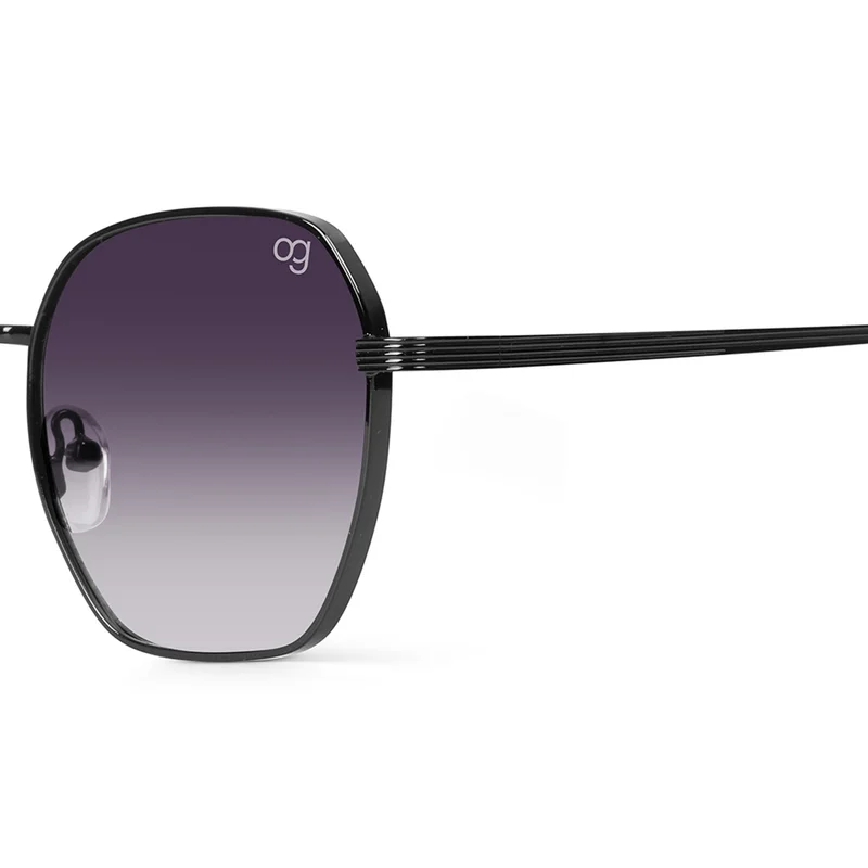 ووجلز نظارة شمسية سداسية متدرجة سوداء بحماية من الأشعة فوق البنفسجية