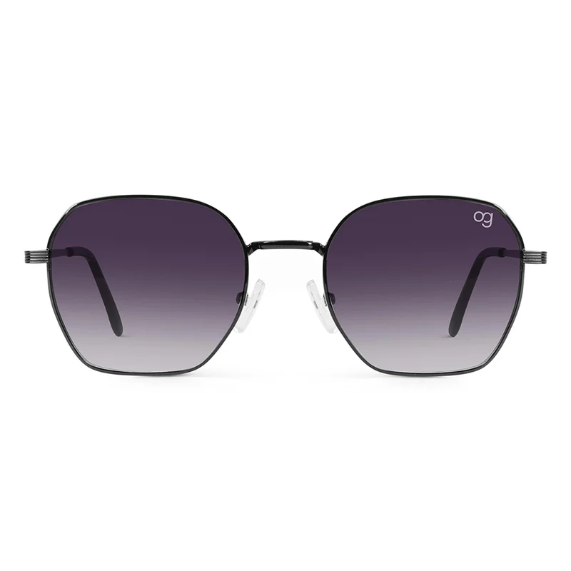 ووجلز نظارة شمسية سداسية متدرجة سوداء بحماية من الأشعة فوق البنفسجية