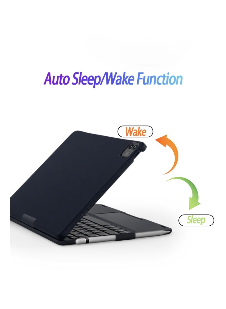 Magic Trackpad Keyboard Case for iPad 10/11 Gen 10.9 (A16 2025 11"). 360 Rotatable, Pen Slot, Smart Wake. Free AED 125 Kit: Screen Protector, Dust Guard, Pen, Leather Case - Black - Image 4