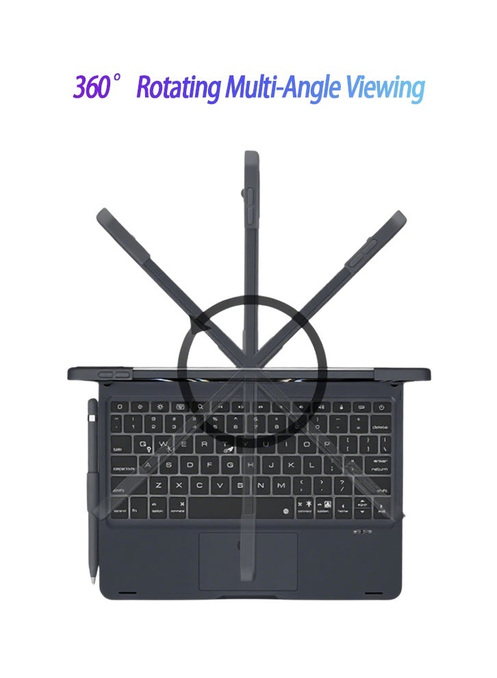 Magic Trackpad Keyboard Case for iPad 10/11 Gen 10.9 (A16 2025 11"). 360 Rotatable, Pen Slot, Smart Wake. Free AED 125 Kit: Screen Protector, Dust Guard, Pen, Leather Case - Black - Image 3