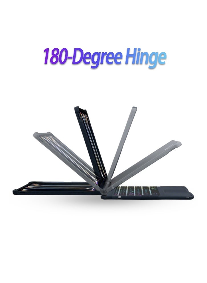 Magic Trackpad Keyboard Case for iPad 10/11 Gen 10.9 (A16 2025 11"). 360 Rotatable, Pen Slot, Smart Wake. Free AED 125 Kit: Screen Protector, Dust Guard, Pen, Leather Case - Black - Image 2