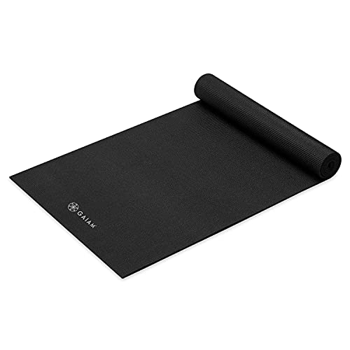 Gaiam Yoga Mat Premium Solid Color Non Slip Exercise Fitness Mat for All Types of Yoga Pilates Floor Workouts Black 5mm 68L x 24W x 5mm