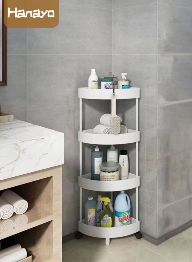 Hanayo 4-Tier Acrylic Rolling Utility Cart with Handle Storage and Organization Rrolley and Organizer Multi-Functional Storage Trolley for Office Living Room Kitchen Movable Storage Organizer with Wheels(White) - Image 1