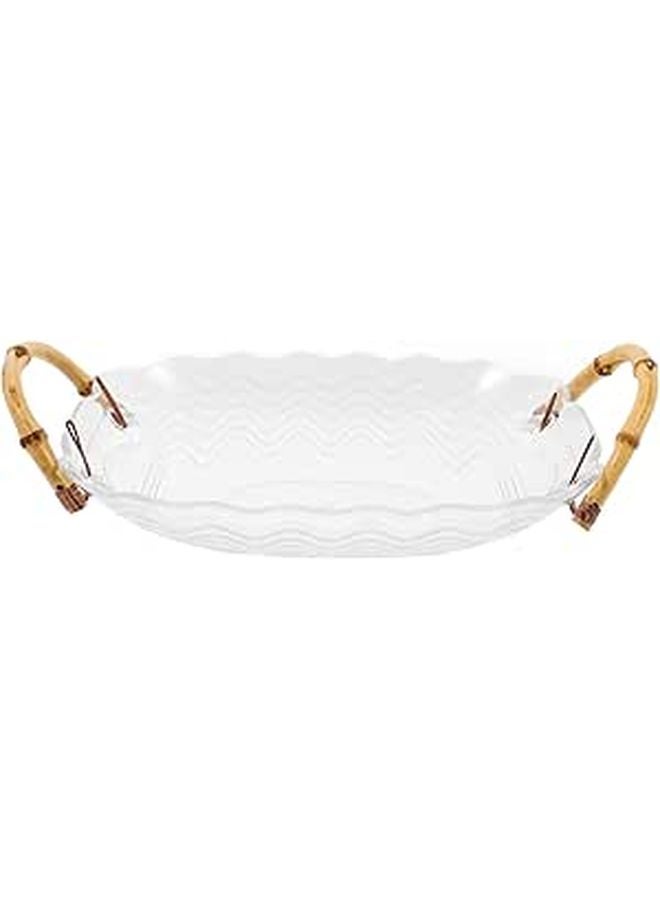 Large Wave Texture Fruit Serving Tray with Handles Dual Ears for Party Home Kitchen - Image 1