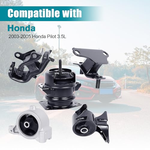 BEBLEPANY Engine Motor & Transmission Mount Kit 5pcs Compatible with Fits 2003-2004 Honda Pilot 3.5L 4WD Replace A4519HY A4551 A4523 A6582 A6579 - Image 2