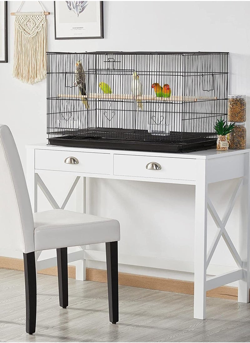 DAYANG Rectangle Stackable Breeding Flight Parakeet Bird Cage for Finches Budgies Cockatiels Esotici Lovebirds Canaries Parrots With Slide-Out Tray Black 60X42X41Cm  - Image 2