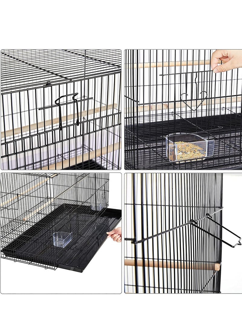 DAYANG Rectangle Stackable Breeding Flight Parakeet Bird Cage for Finches Budgies Cockatiels Esotici Lovebirds Canaries Parrots With Slide-Out Tray Black 60X42X41Cm  - Image 4