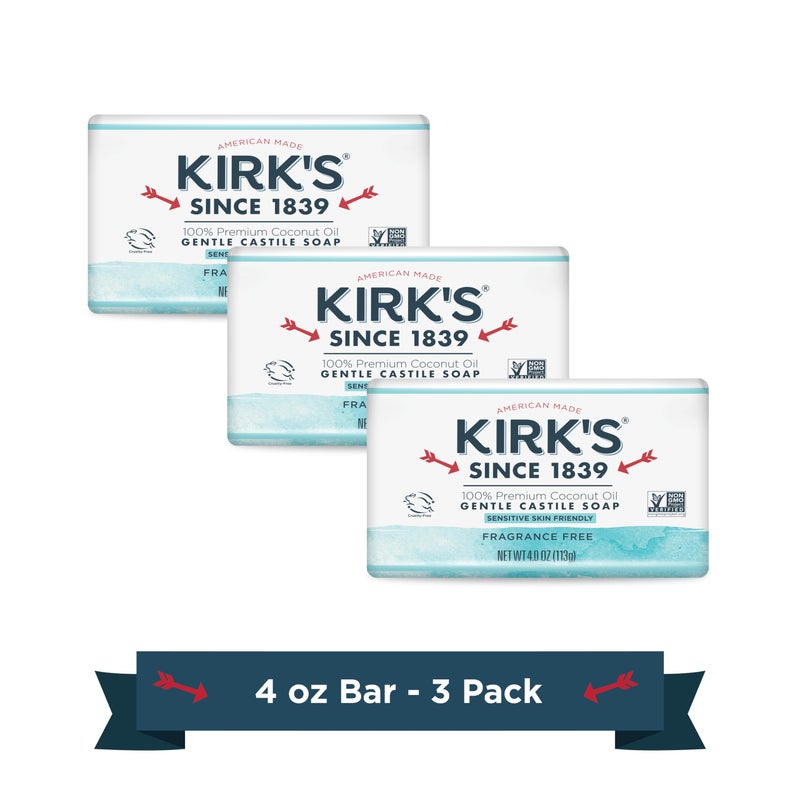 Kirk's صابون كيرك كاستيل خالي من العطر (عبوة من 3) - Image 1