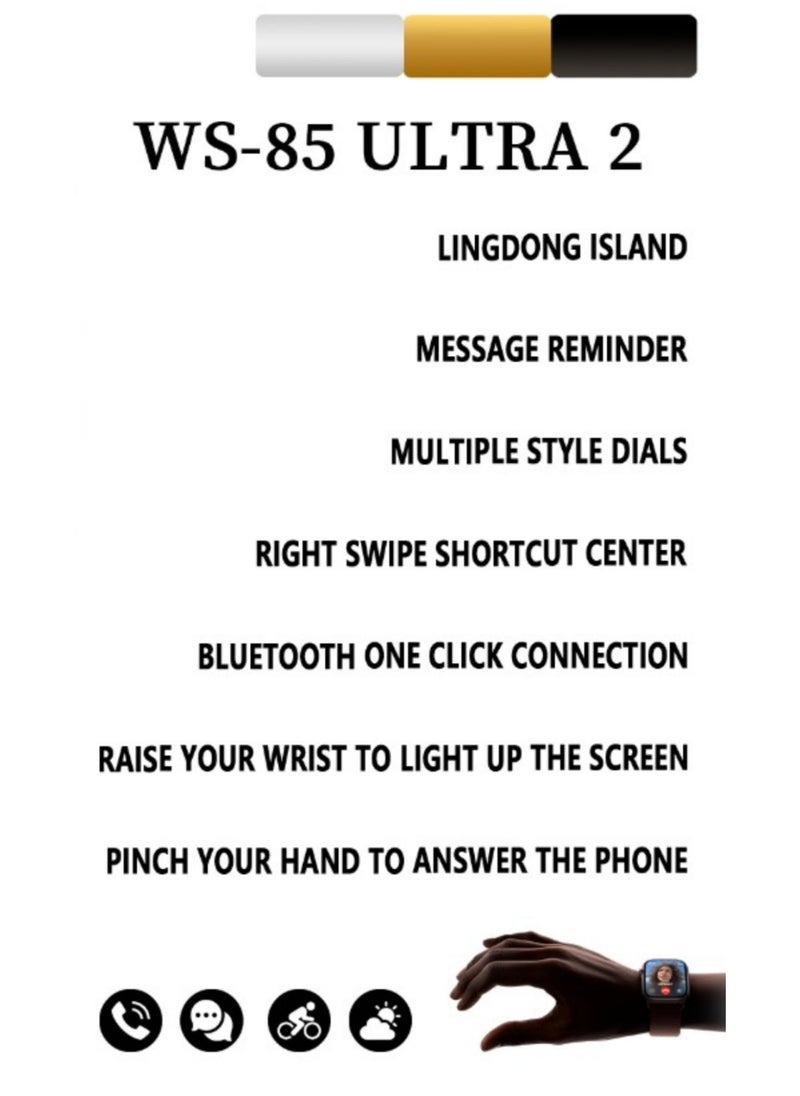 ويزمي 7 in 1 WS 85 ULTRA2 Smart watch set with, 7pair Straps, waterproof, Long battery life Health smart watch Silver  - Image 3