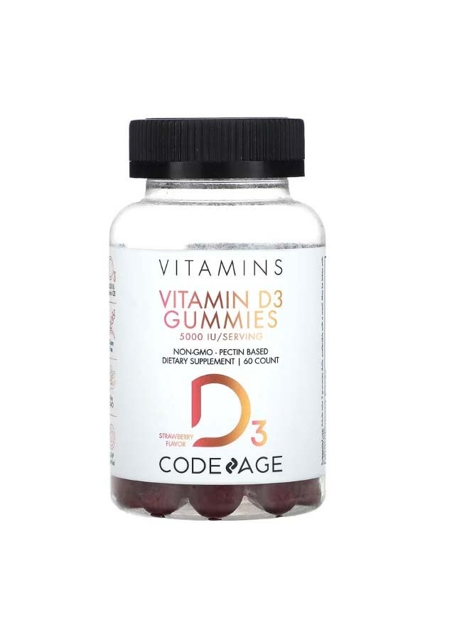 كوديدج Vitamin D3 Gummies NonGMO Pectin Based Strawberry 60 Gummies - Image 1