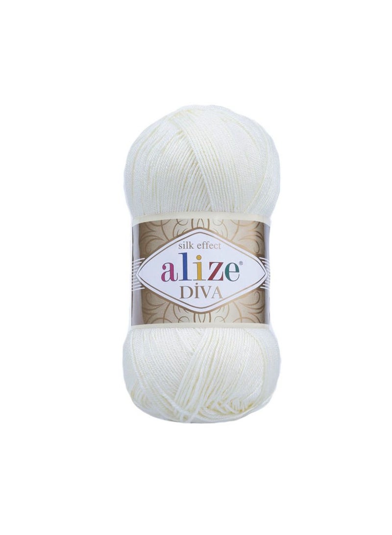 ALIZE Diva Silk Acrylic Yarn 1055 Sugar White