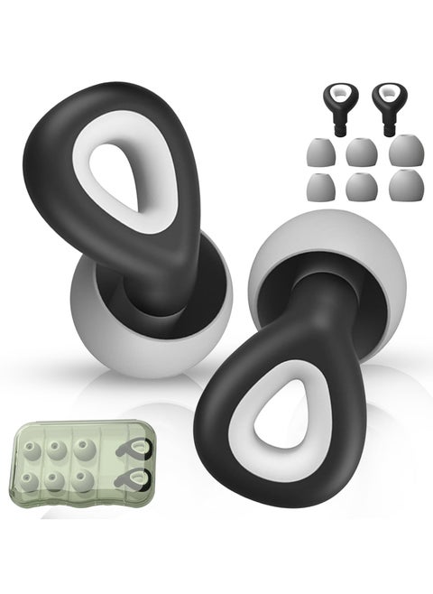 Ear Plugs for Sleeping, Noise Cancelling, Reusable Silicone Earplugs for Sound Blocking and Noise Reduction, Super Soft Hearing Protection, Grey, 1 Pair