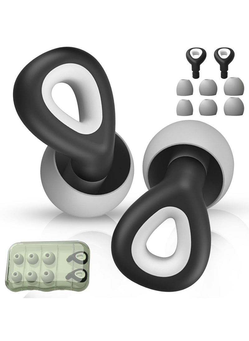 Ear Plugs for Sleeping, Noise Cancelling, Reusable Silicone Earplugs for Sound Blocking and Noise Reduction, Super Soft Hearing Protection, Grey, 1 Pair