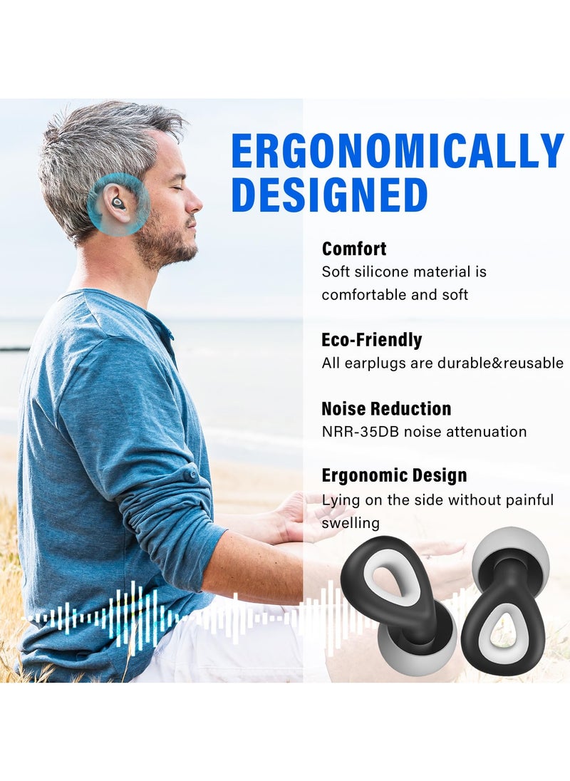 Ear Plugs for Sleeping, Noise Cancelling, Reusable Silicone Earplugs for Sound Blocking and Noise Reduction, Super Soft Hearing Protection, Grey, 1 Pair
