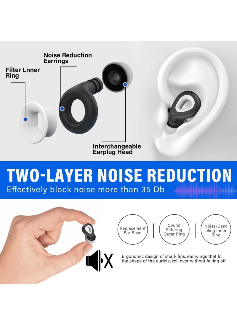 Ear Plugs for Sleeping, Noise Cancelling, Reusable Silicone Earplugs for Sound Blocking and Noise Reduction, Super Soft Hearing Protection, Grey, 1 Pair