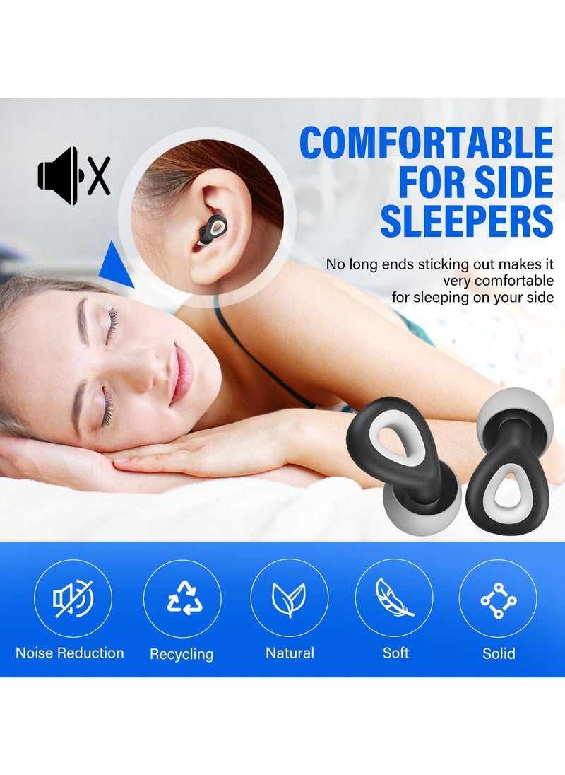 Ear Plugs for Sleeping, Noise Cancelling, Reusable Silicone Earplugs for Sound Blocking and Noise Reduction, Super Soft Hearing Protection, Grey, 1 Pair