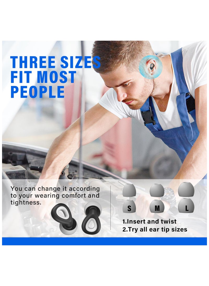 Ear Plugs for Sleeping, Noise Cancelling, Reusable Silicone Earplugs for Sound Blocking and Noise Reduction, Super Soft Hearing Protection, Grey, 1 Pair