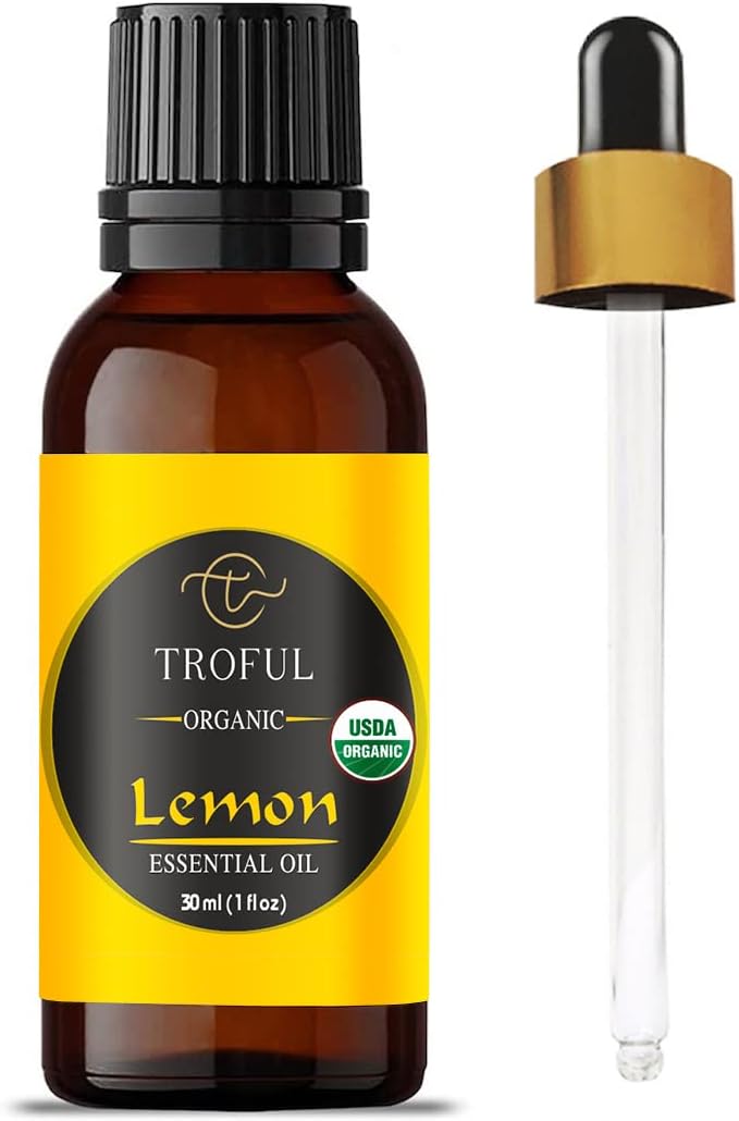 TROFUL Organic Lemon Essential Oil -100% Pure Natural USDA Organic Essential Oil for Aromatherapy, Diffusers, DIY, Skin, Hair, Body Care - 30 ML… - Image 1