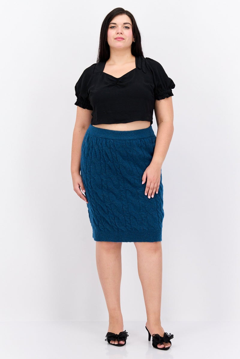 Fire & Glory Women Textured Mini Skirt, Tale Blue - Image 3