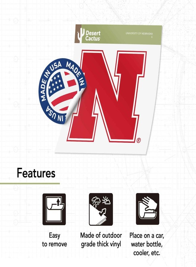 Desert Cactus University of Nebraska NU Huskers Vinyl Decal Laptop Water Bottle Car Scrapbook Sticker (IND 1) - Image 4