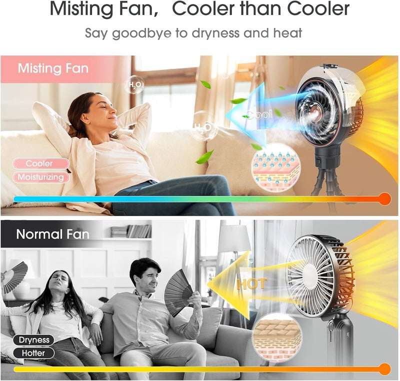 Ausic Stroller Fan with Mist, 100ml Misting Portable Fan for Stroller, Safe Baby Fans with Detachable Tripod, Baby Essentials, Clip on Fans for Crib, Treadmill, Car Seat, Outdoor, Beach, Golf Cart - Image 4
