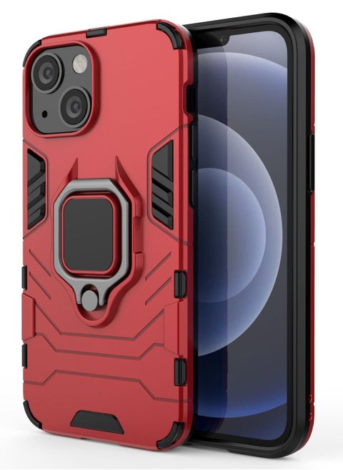 Protective Phone Case Cover for iPhone 13 mini with Ring Stand Red