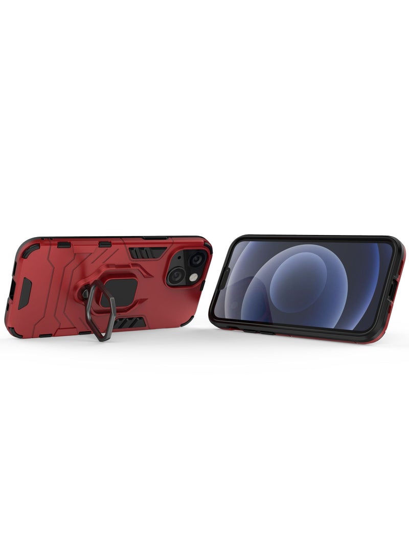 Protective Phone Case Cover for iPhone 13 mini with Ring Stand Red