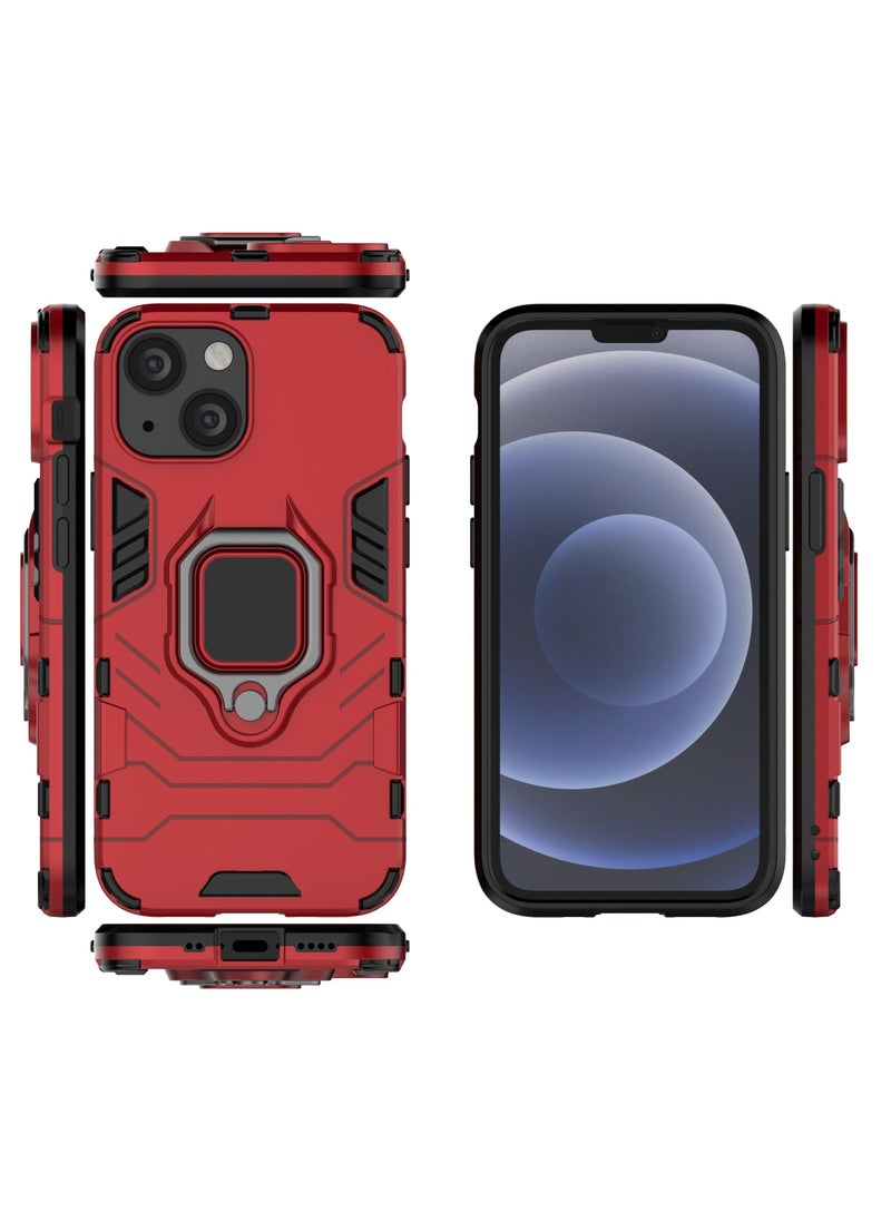 Protective Phone Case Cover for iPhone 13 mini with Ring Stand Red
