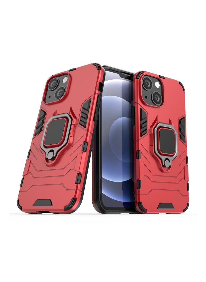 Protective Phone Case Cover for iPhone 13 mini with Ring Stand Red