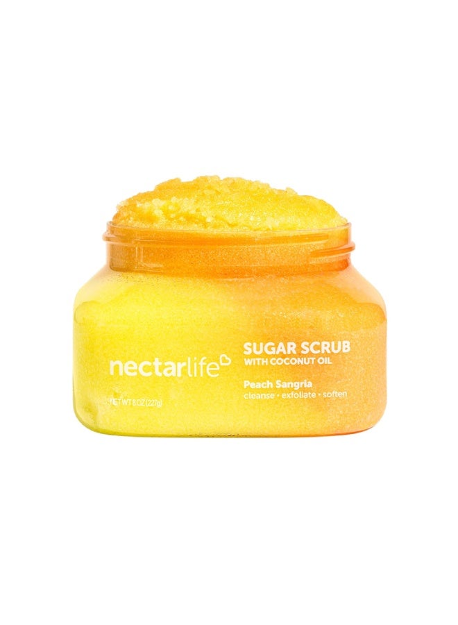 Nectar Life Sugar Body Scrub, Exfoliating Body Scrub with Moisturizing Shea Butter and Coconut Oil, Paraben Free, SLS Free, Cruelty Free Skin Care for Women and Girls, Handmade Fresh (Peach Sangria) - Image 1
