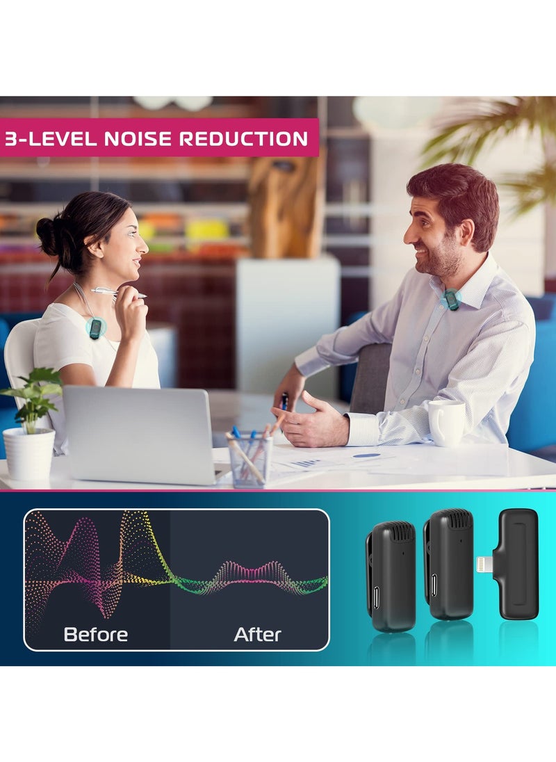Ulanzi - ULANZI J12 Wireless Lavalier Microphone for iPhone iPad, 2-in-1 Plug-Play Lavalier Mic with Charging Case for Phone Video Recording Interview Youtubers Vloggers, 65ft Transmission Range - Image 1
