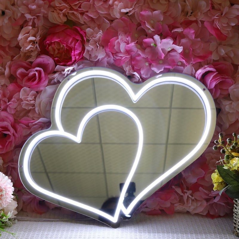 NEON BAZAR NEON BAZAR Heart Shaped LED Mirror for Wall Cold White Light Perfect for Girl Room Aesthetic Selfies Wedding Gifts Valentines Day Decor16inc 13inc  - Image 3