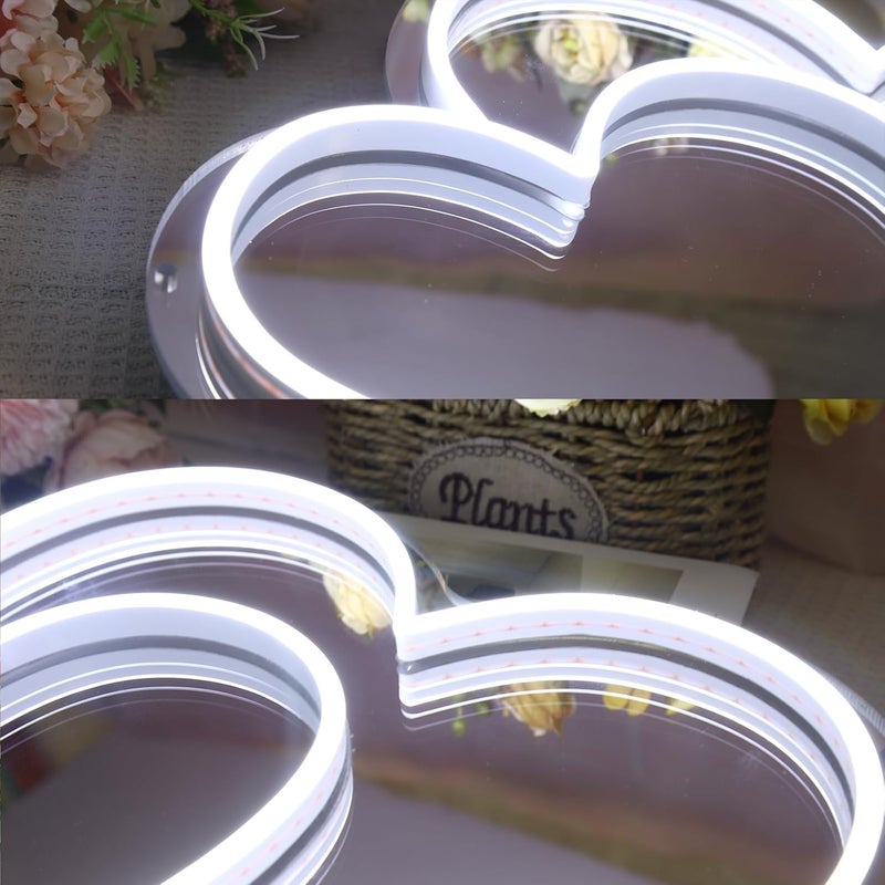 NEON BAZAR NEON BAZAR Heart Shaped LED Mirror for Wall Cold White Light Perfect for Girl Room Aesthetic Selfies Wedding Gifts Valentines Day Decor16inc 13inc  - Image 5