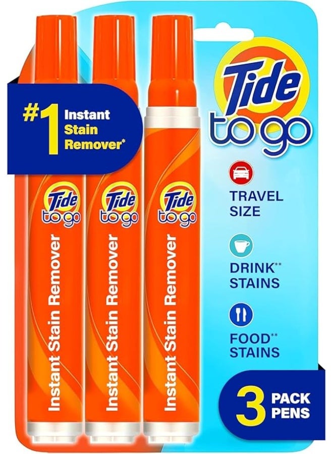 تايد Tide Pen Stain Remover for Clothes, Tide To Go Pen, Instant Stain Remover Pen & Spot Cleaner, Portable & Travel-Friendly, 3 Count (Pack of 1) - Image 2