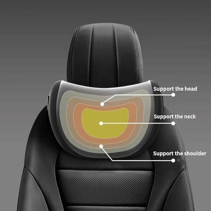 CRENTILA Car Neck Pillow,Neck Pain Relief for Long Drive Car Seat Back Head Rest Memory Foam for Driving with Adjustable Strap,and Breathable Removable Cover (Pillow) (Grey) - Image 4