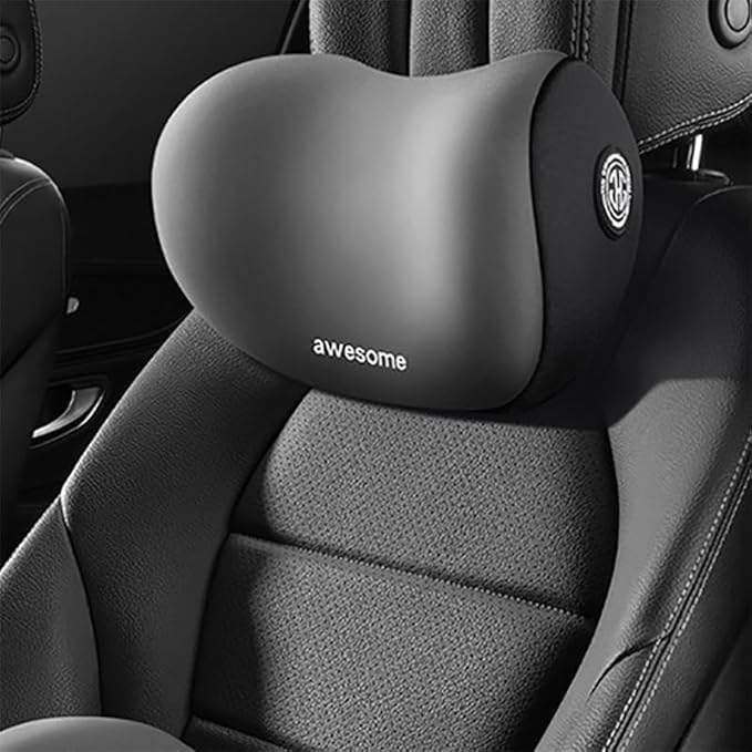 CRENTILA Car Neck Pillow,Neck Pain Relief for Long Drive Car Seat Back Head Rest Memory Foam for Driving with Adjustable Strap,and Breathable Removable Cover (Pillow) (Grey) - Image 2