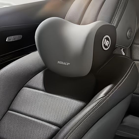CRENTILA Car Neck Pillow,Neck Pain Relief for Long Drive Car Seat Back Head Rest Memory Foam for Driving with Adjustable Strap,and Breathable Removable Cover (Pillow) (Grey) - Image 3