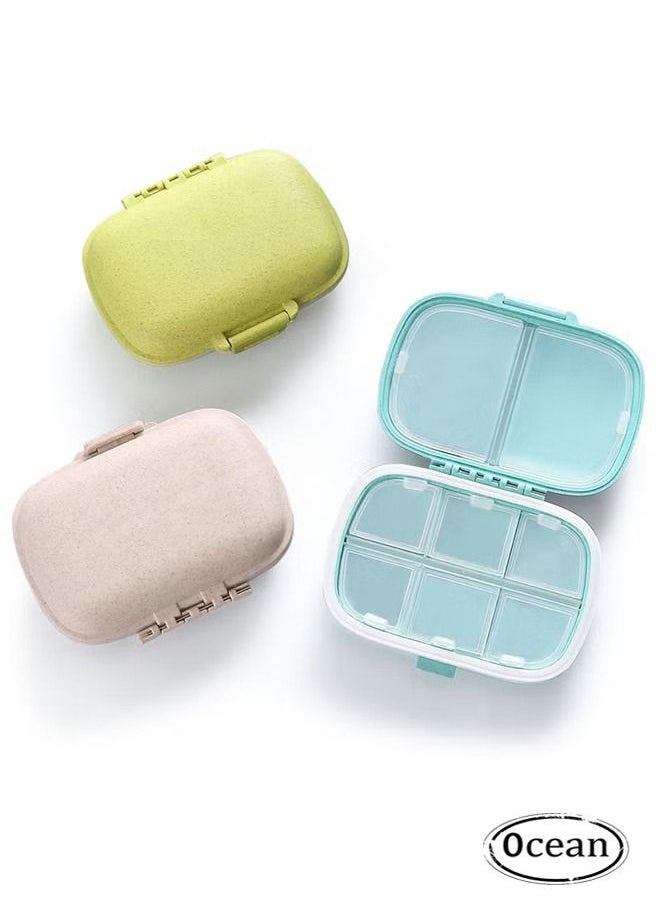 Ocean 3 Pack 8 Compartments Travel Pill Organizer Moisture Proof Small Pill Box for Pocket Purse Daily Pill Case Portable Medicine Vitamin Holder Container  - Image 1