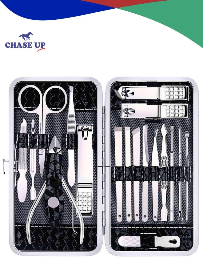 Chase Up Nail Clippers Set Fingernail and Toenail Clipper Cutters, Manicure Pedicure Kit 18 Pieces Stainless Steel Professional Grooming Kits, Nail Care Tools with Luxurious Travel Case - Image 1